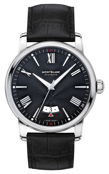 Montblanc 4810 Automatic Stainless Steel Black Dial Black Leather Strap Date Mens Watch 115122 - Watches & Beyond
