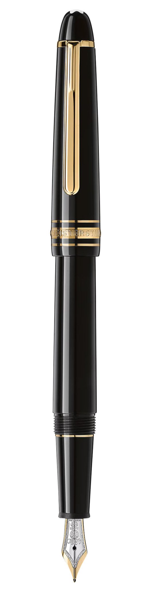 Montblanc Meisterstuck Black Resin Yellow Gold - Coated Classique Medium Nib Fountain Pen 132464 - Watches & Beyond