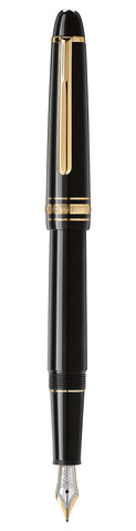 Montblanc Meisterstuck Black Resin Yellow Gold - Coated Classique Medium Nib Fountain Pen 132464 - Watches & Beyond