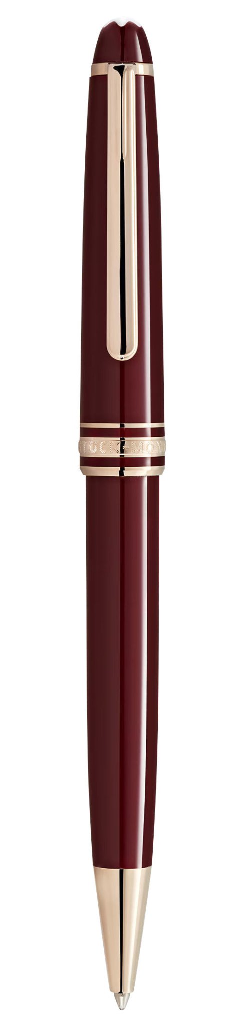 Montblanc Meisterstuck Burgundy Resin Yellow Gold - Coated Classique Ballpoint Pen 133008 - Watches & Beyond