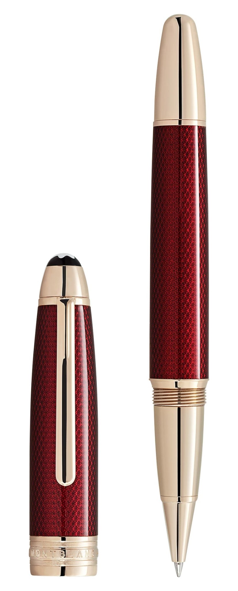 Montblanc Meisterstuck Solitaire Golden Hour Burgundy Lacquer Gold - Coated Metal LeGrand Rollerball Pen 133024 - Watches & Beyond