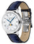 Montblanc Star Legacy Full Calendar Automatic Stainless Steel White Dial Blue Leather Strap Day/Date Month Moonphase Mens Watch 128676 - Watches & Beyond