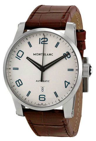 Montblanc Timewalker Silver Dial Date Brown Leather Strap Automatic Mens Watch 110338 - WAB - Shipping Dept.