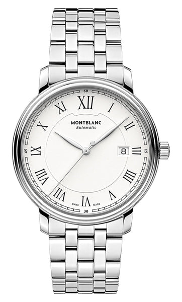 Montblanc Tradition Automatic Stainless Steel White Dial Date Mens Watch 112610 - WAB - Shipping Dept.