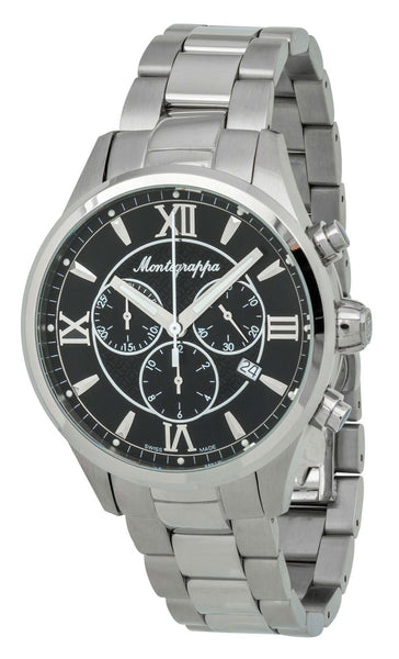 Montegrappa Fortuna Chronograph Black Dial Stainless Steel Quartz Men's Watch Date IDFOWCIC - WAB - Shipping Dept.