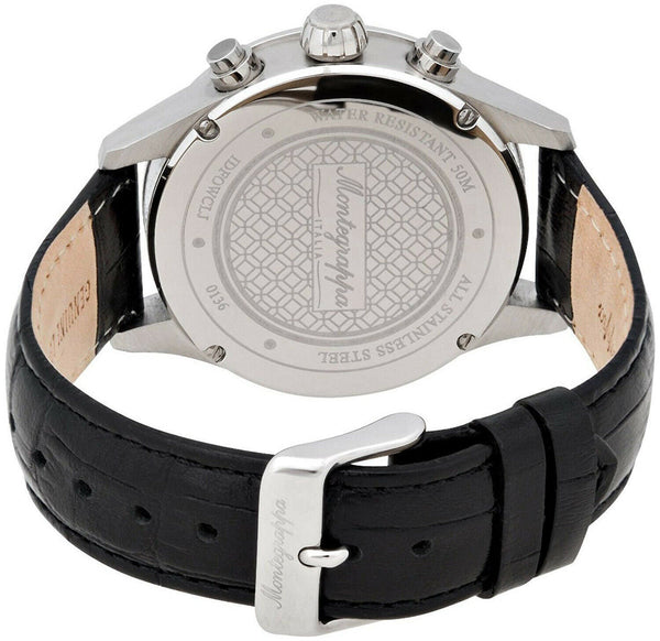 Montegrappa Fortuna Chronograph Date White Dial Black Leather Strap Qu