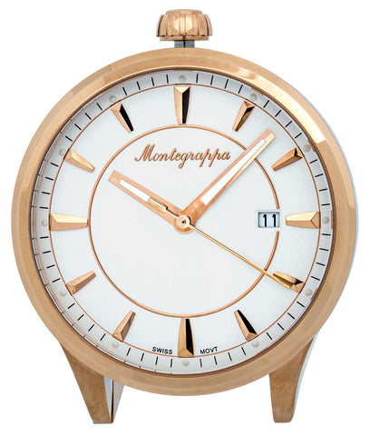 Montegrappa Fortuna White Dial Rose Gold Plated Stainless Steel Quartz Desk Clock IDFOTCRW - WAB - Shipping Dept.