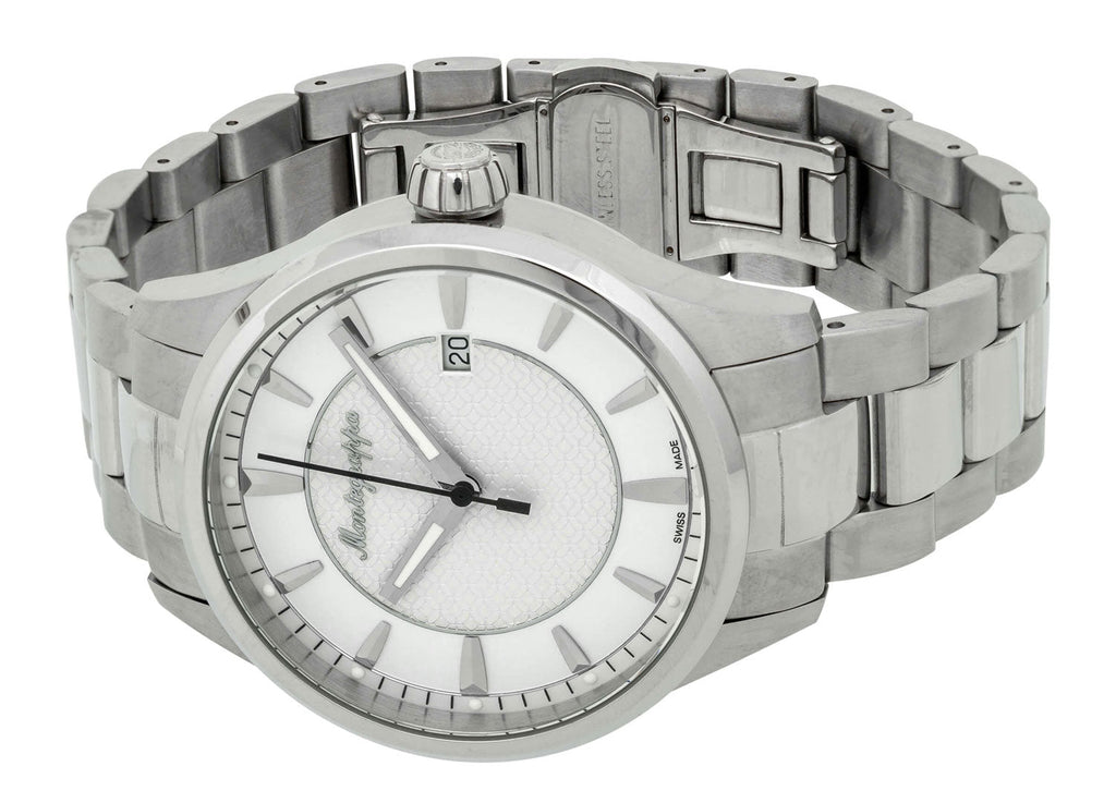 Montegrappa Fortuna White Dial Stainless Steel Quartz Men's Watch Date