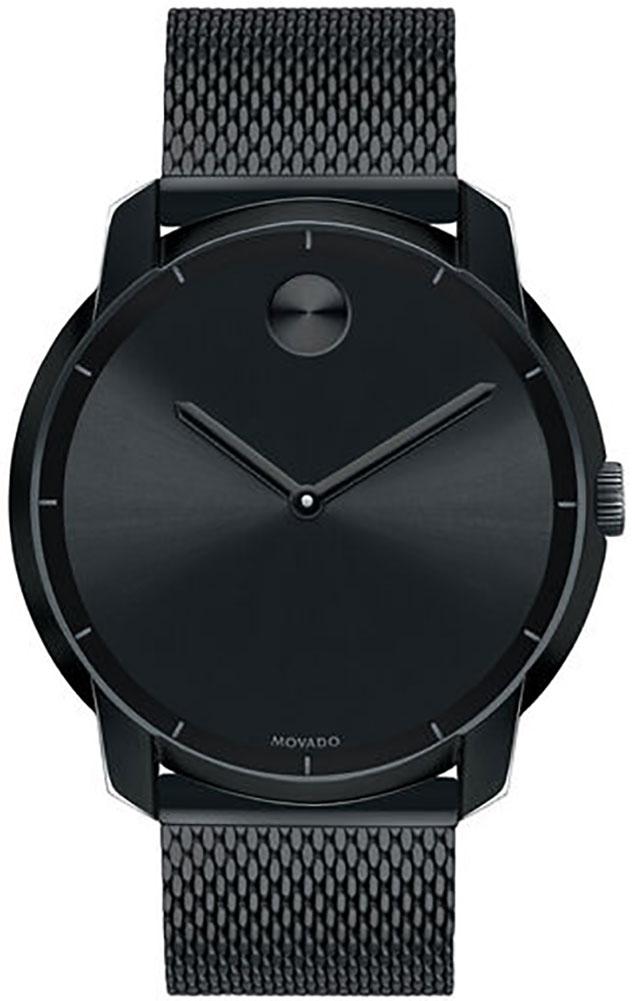 Movado Bold Black Dial Black Ion - plated Stainless Steel Mesh Band Quartz Mens Watch 3600261 - Watches & Beyond