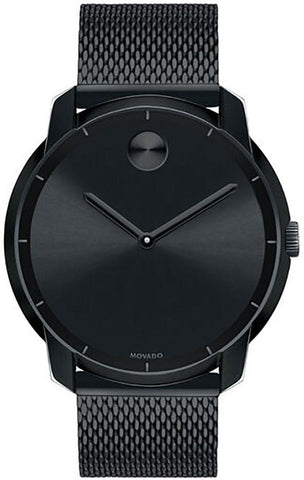 Movado Bold Black Dial Black Ion - plated Stainless Steel Mesh Band Quartz Mens Watch 3600261 - WAB - Shipping Dept.