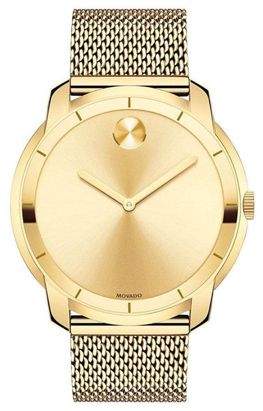 Movado Bold Gold - Tone Stainless Steel Gold Dial Mesh Band Quartz Mens Watch 3600373 - WAB - Shipping Dept.