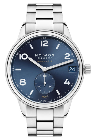 NOMOS Glashutte Club Sport Neomatik 42 Date Automatic Stainless Steel Blue Dial Divers Mens Watch 782 - Watches & Beyond