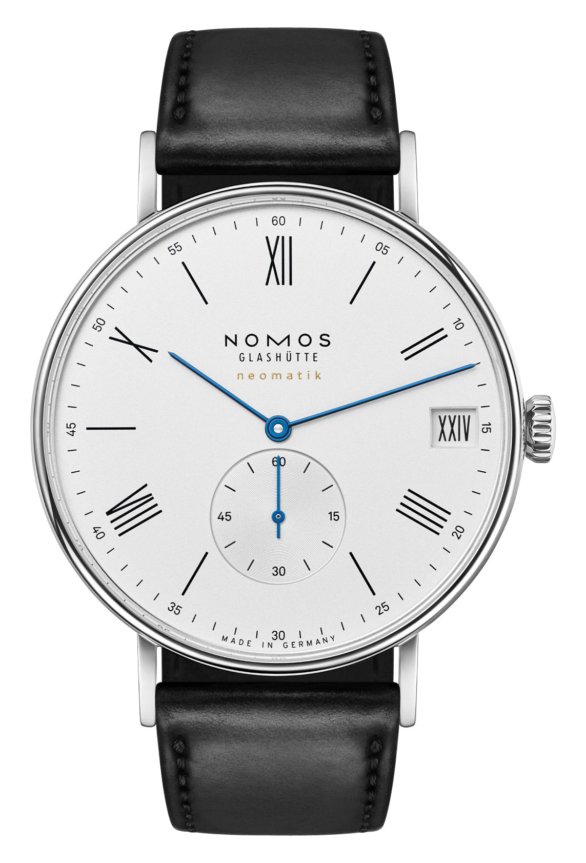 NOMOS Glashutte Ludwig Neomatik 41 Date Automatic Stainless Steel White/Silver Dial Black Leather Strap Mens Watch 262 - Watches & Beyond