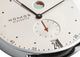 NOMOS Glashutte Metro Date Power Reserve Manual Wind Stainless Steel White Dial Black Leather Strap Mens Watch 1101 - Watches & Beyond