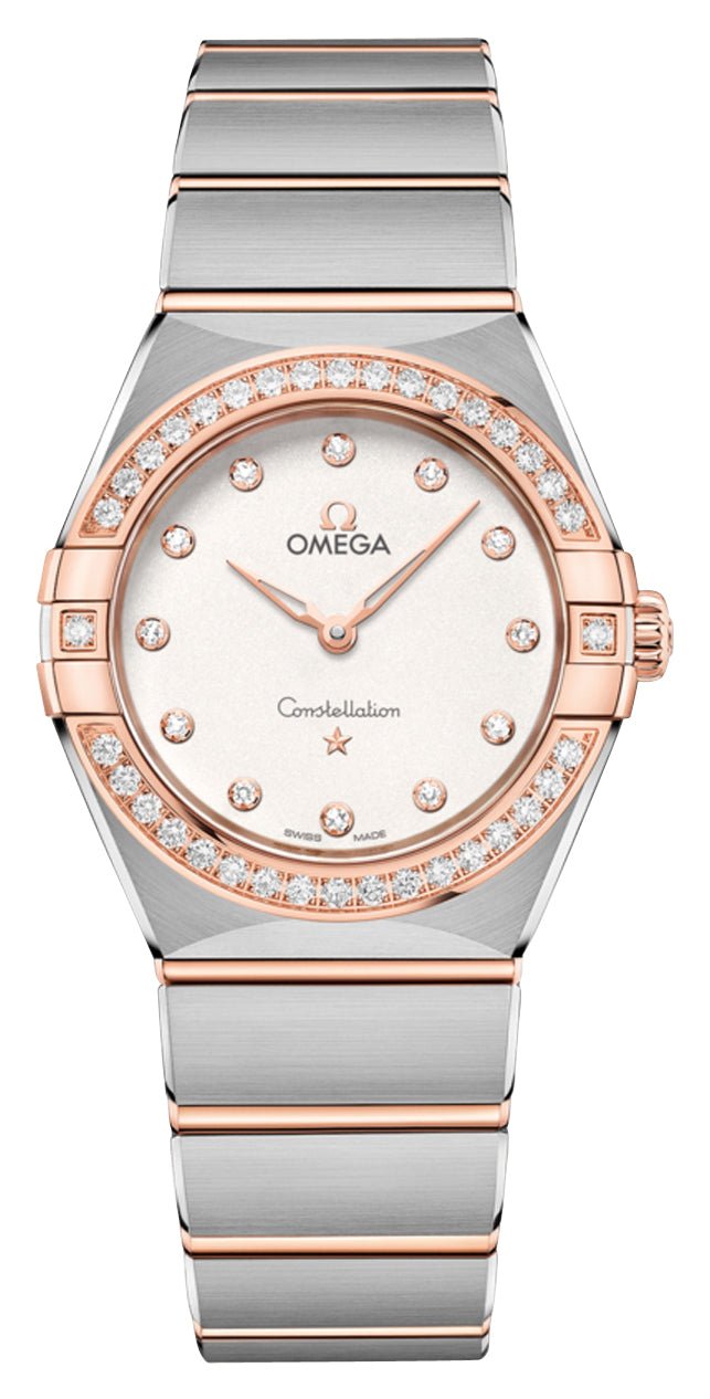 Omega Constellation Stainless Steel & 18K Rose Gold Silver Dial Diamonds Quartz Womens Watch 131.25.28.60.52.001 - WAB - Shipping Dept.