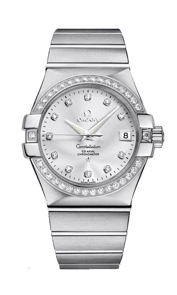 Omega Constellation Steel & Diamond Automatic Womens Watch Silver Dial Date 123.15.35.20.52.001 - WAB - Shipping Dept.