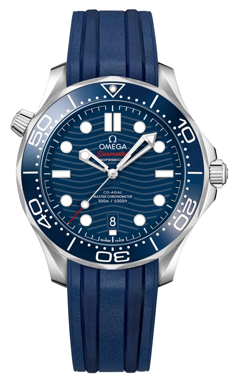 Omega Seamaster Diver 300M Automatic Chronometer Stainless Steel Blue Dial Blue Rubber Strap Date Mens Watch 210.32.42.20.03.001 - WAB - Shipping Dept.