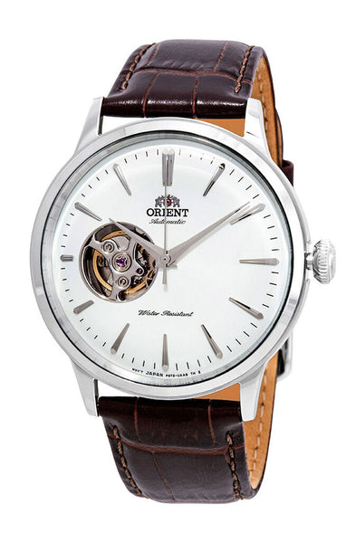 Orient Contemporary Classic Automatic Open Heart White Dial Brown Leather Strap Mens Watch RA - AG0002S10B - WAB - Shipping Dept.