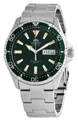 Orient Kamasu Automatic Stainless Steel Green Dial Day/Date Divers Mens Watch RA - AA0004E19A - WAB - Shipping Dept.