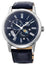 Orient Sun And Moon Version 3 Automatic Stainless Steel Blue Leather Strap Blue Dial Day - Date Mens Watch FAK00005D0 - WAB - Shipping Dept.