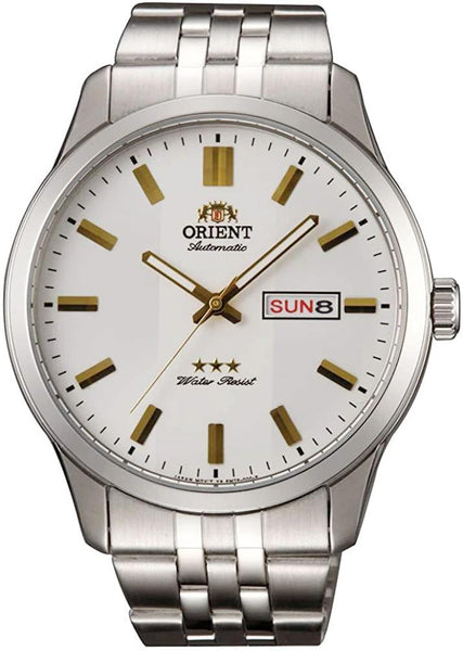 Orient TriStar Automatic Stainless Steel White Dial Day - Date Mens Watch RA - AB0014S19B - WAB - Shipping Dept.