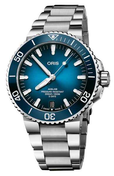 Oris Aquis Automatic Stainless Steel Blue Dial Date Divers Mens Watch 400 7763 4135 - 07 8 24 09PEB - WAB - Shipping Dept.