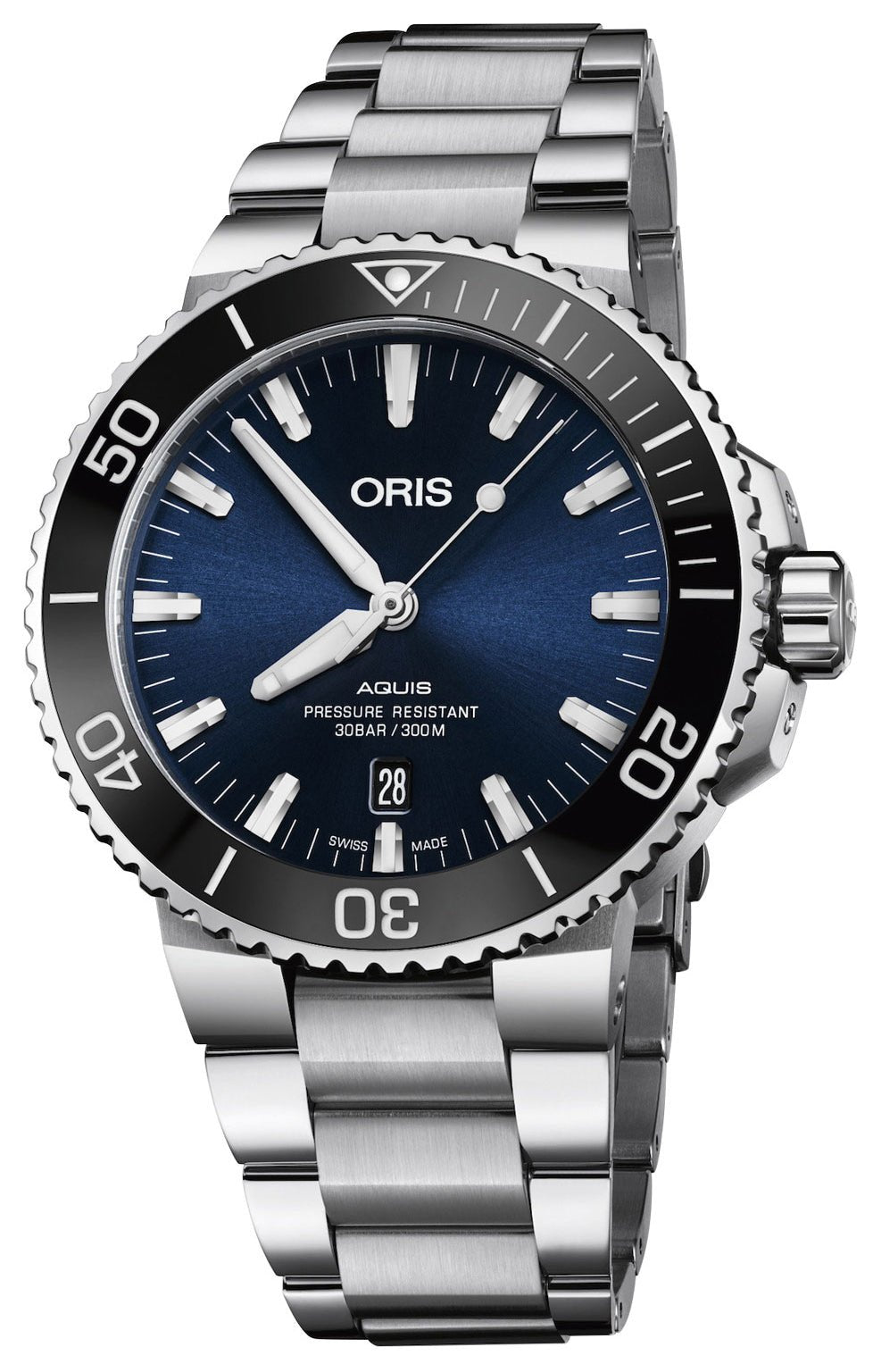 Oris Aquis Automatic Stainless Steel Blue Dial Date Divers Mens Watch 733 7730 4135 - 07 8 24 05PEB - WAB - Shipping Dept.