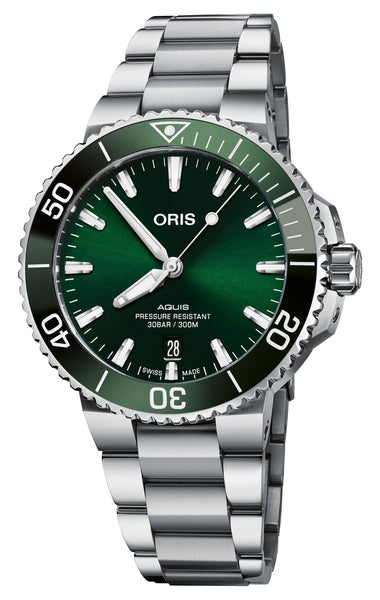 Oris Aquis Automatic Stainless Steel Green Dial Date Divers Mens Watch 733 7766 4157 - MB - WAB - Shipping Dept.