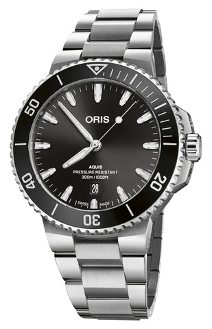 Oris Aquis Date Automatic Stainless Steel Black Dial Divers Mens Watch 01 733 7789 4154 - 07 8 23 04PEB - Watches & Beyond