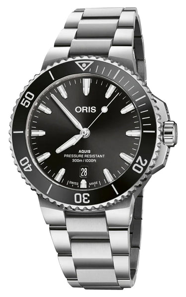 Oris Aquis Date Automatic Stainless Steel Black Dial Divers Mens Watch 733 7787 4154 - 07 8 22 04PEB - Watches & Beyond