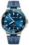 Oris Aquis Date Automatic Stainless Steel Blue Dial Blue Rubber Strap Divers Mens Watch 01 733 7787 4135 - 07 4 22 35FC - Watches & Beyond