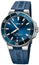 Oris Aquis Date Automatic Stainless Steel Blue Dial Blue Rubber Strap Divers Mens Watch 01 733 7789 4135 - 07 4 23 35FC - Watches & Beyond