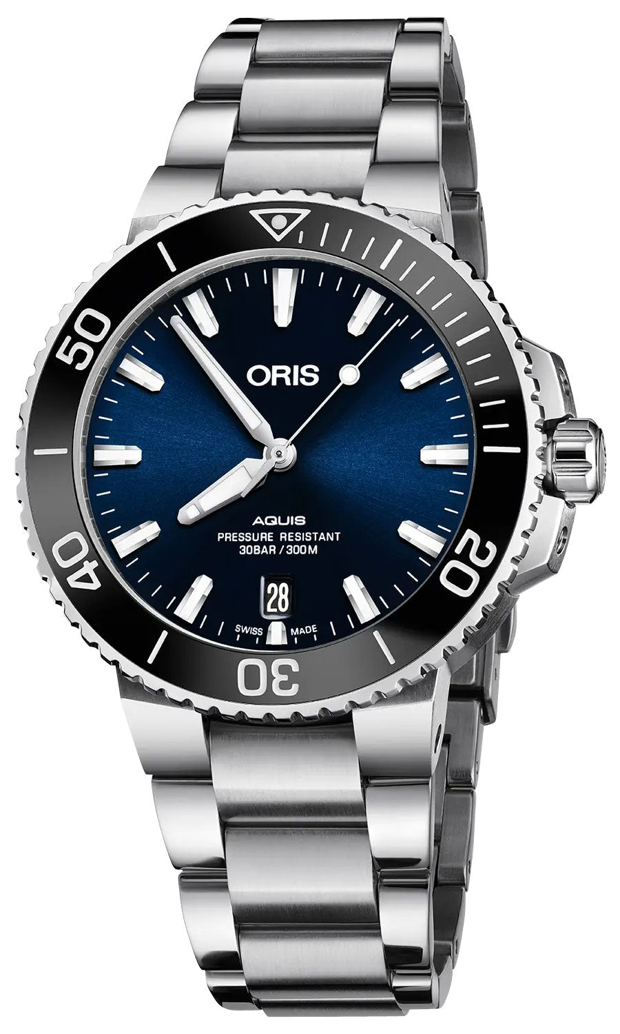 Oris Aquis Date Automatic Stainless Steel Blue Dial Divers Mens Watch 01 733 7732 4135 - 07 8 21 05PEB - Watches & Beyond