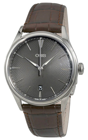 Oris Artelier Date Automatic Stainless Steel Gray Dial Brown Leather Strap Mens Watch 733 7721 4053 - 07 5 21 65FC - Watches & Beyond