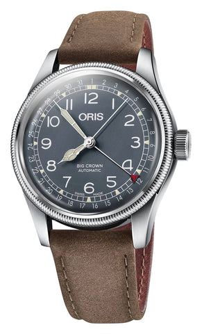 Oris Big Crown Pointer Date Automatic Stainless Steel Blue Dial Brown Leather Strap Mens Watch 754 7741 4065 - 07 5 20 63 - WAB - Shipping Dept.