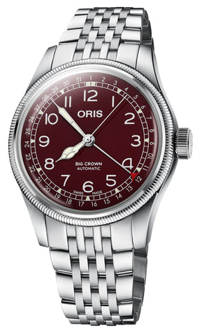 Oris Big Crown Pointer Date Automatic Stainless Steel Burgundy Red Dial Mens Watch 754 7741 4068 - 07 8 20 22 - Watches & Beyond