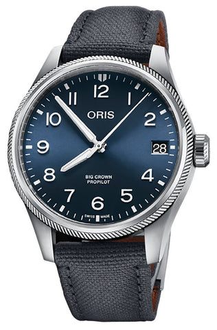 Oris Big Crown ProPilot Automatic Stainless Steel Blue Dial Gray Textile Strap Date Mens Watch 751 7761 4065 - 07 3 20 05LC - WAB - Shipping Dept.