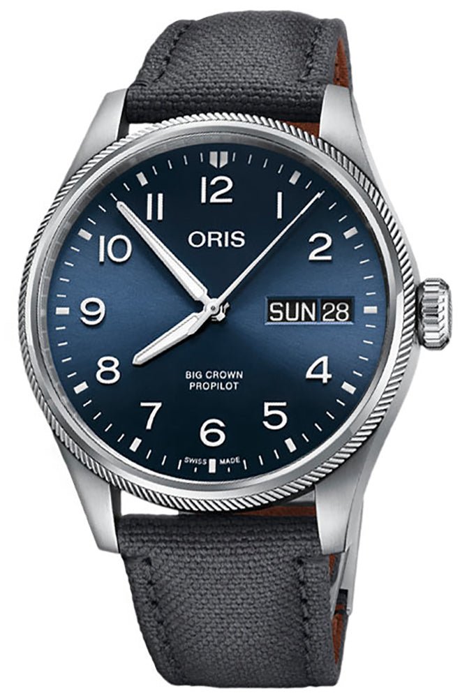 Oris Big Crown ProPilot Automatic Stainless Steel Blue Dial Gray Textile Strap Day/Date Mens Watch 752 7760 4065 - 07 3 22 05LC - WAB - Shipping Dept.