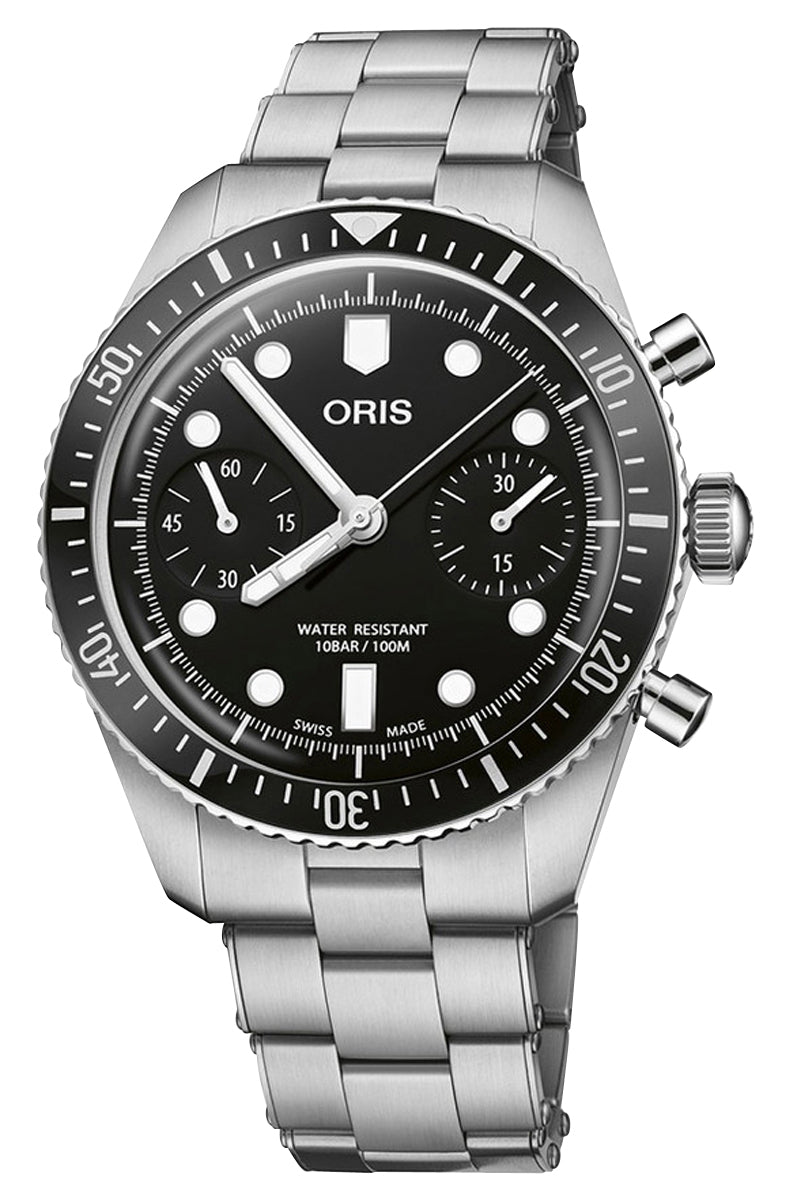 Oris Divers Sixty - Five Automatic Chronograph Stainless Steel Black Dial Mens Watch 771 7791 4054 - MB - WAB - Shipping Dept.