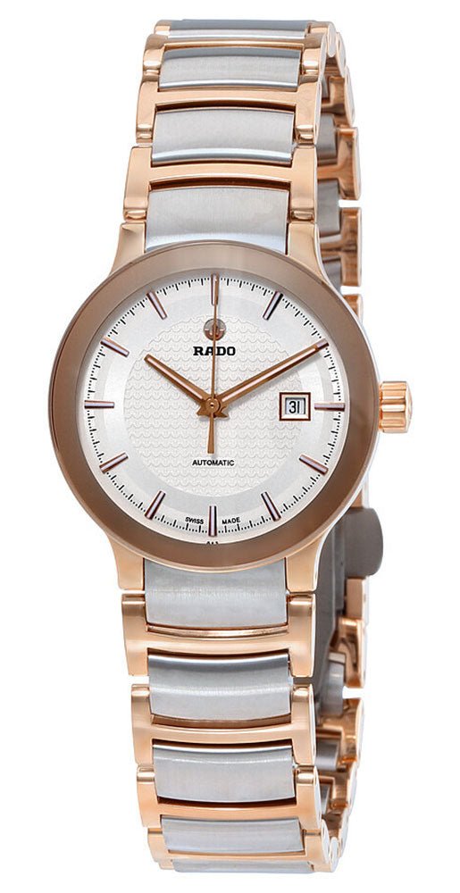 Rado Centrix Automatic Two - Tone Stainless Steel White Dial Date Womens Watch R30954123 - WAB - Shipping Dept.