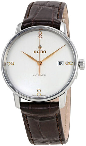 Rado Coupole Classic L Silver Dial Brown Leather Strap Automatic Mens Watch R22860725 - WAB - Shipping Dept.