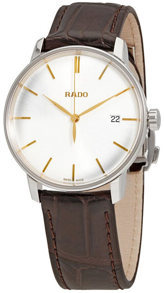 Rado Coupole L Silver Dial Brown Leather Strap Quartz Mens Watch R22864035 - WAB - Shipping Dept.