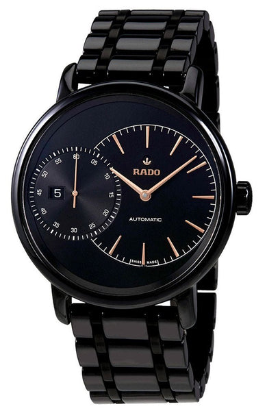 Rado DiaMaster Grande Seconde High - Tech Ceramic Black Dial Date Automatic Mens Watch R14127152 - WAB - Shipping Dept.