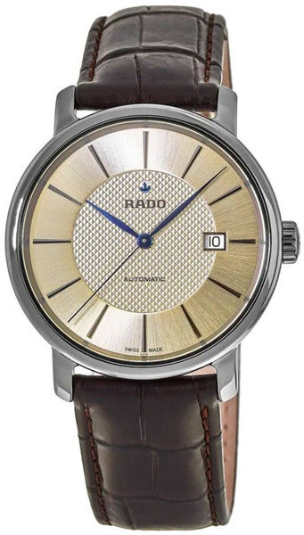 Rado DiaMaster XL Plasma High Tech Ceramic Automatic Champagne Dial Date Brown Strap Mens Watch R14074256 - WAB - Shipping Dept.