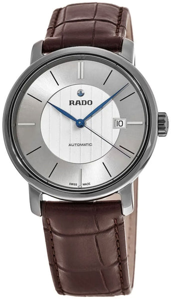 Rado DiaMaster XL Plasma High - Tech Ceramic Automatic Silver Dial Date Brown Strap Mens Watch R14074126 - WAB - Shipping Dept.