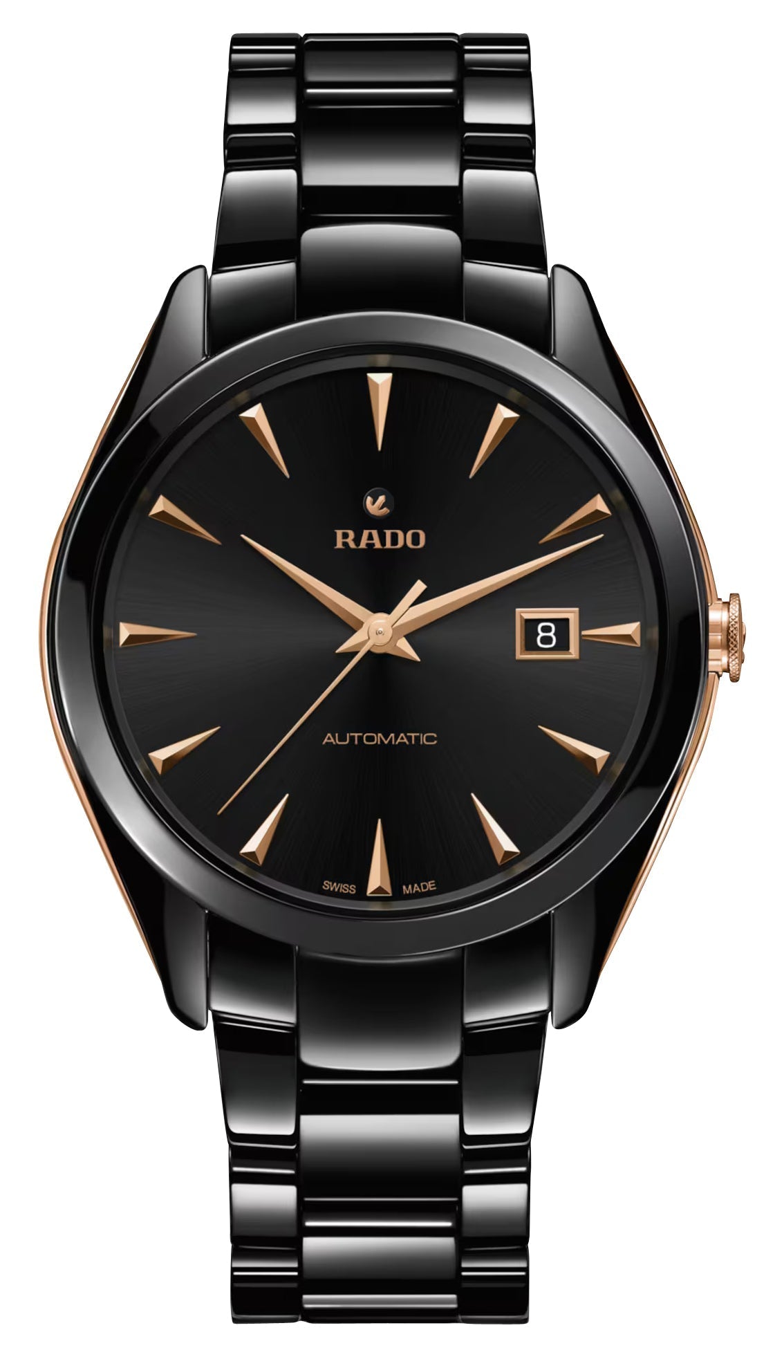 Rado HyperChrome Automatic Ceramic & Rose Gold PVD Black Dial Date Mens Watch R32252162 - Watches & Beyond