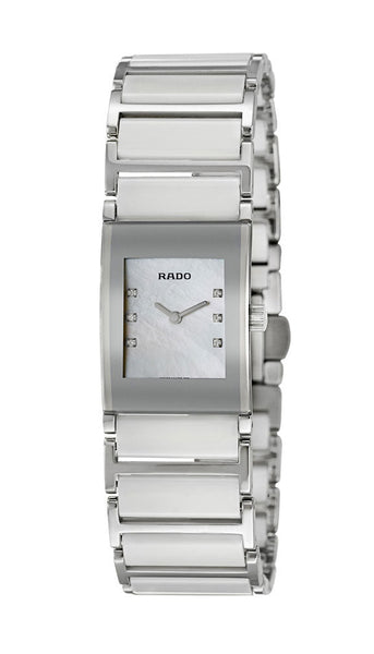 Rado Integral Jubile Stainless Steel and White Ceramic Quartz Mother of Pearl Dial Diamonds Womens Watch R20747901 - WAB - Shipping Dept.