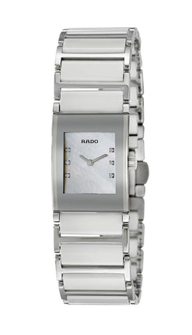 Rado Integral Jubile Stainless Steel and White Ceramic Quartz Mother of Pearl Dial Diamonds Womens Watch R20747901 - WAB - Shipping Dept.