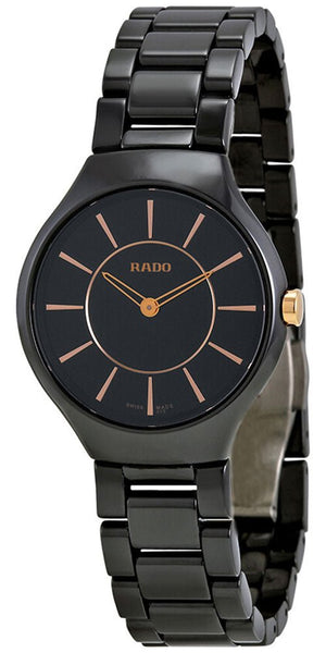 Rado True Thinline Black Ceramic Black Dial Quartz Womens Watch R27742152 - WAB - Shipping Dept.