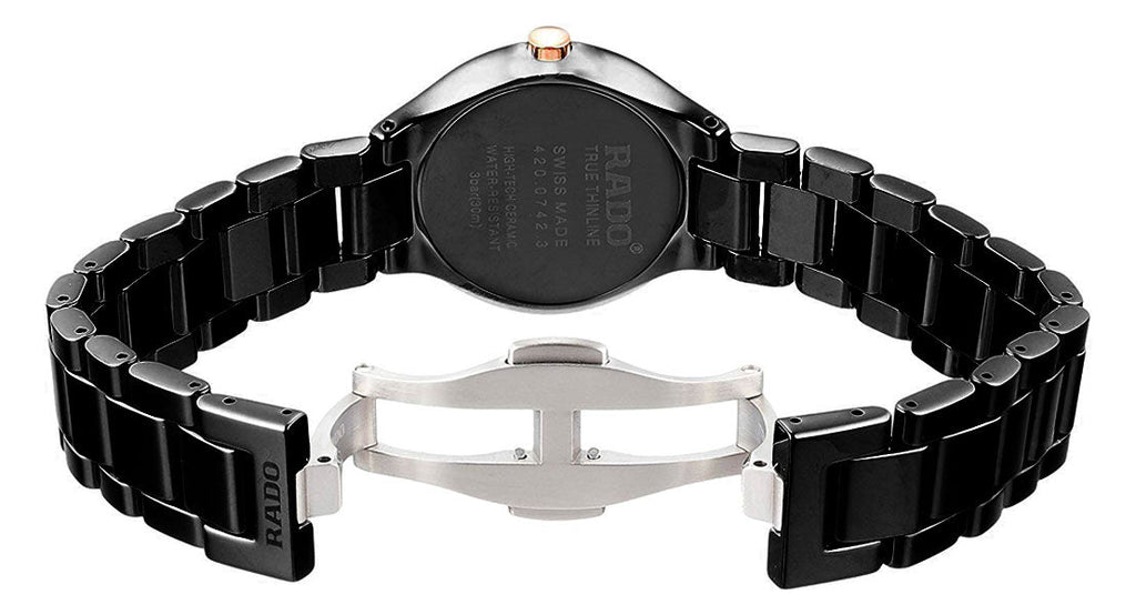 Rado True Thinline Black Ceramic Quartz Women's Watch